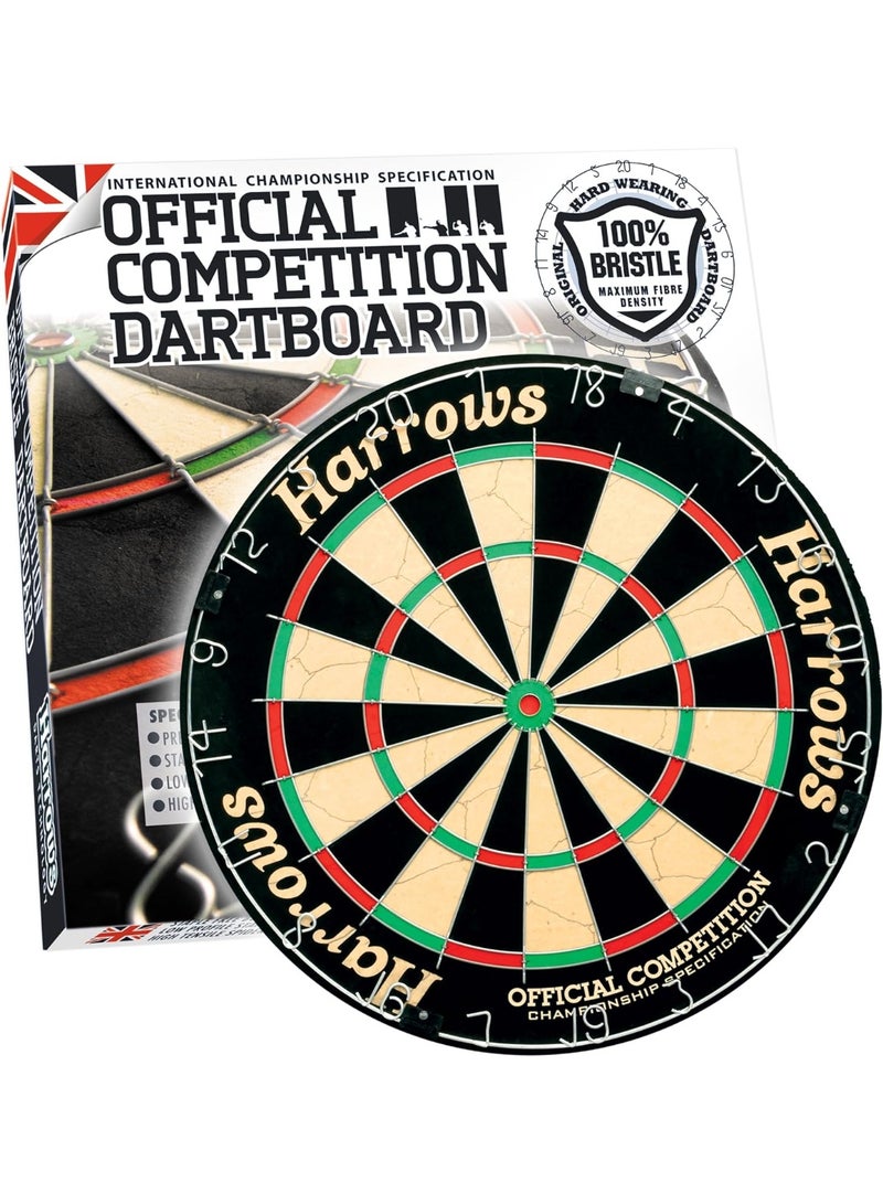 Harrows Official Competition Bristle Dartboard – International Championship Grade | Staple-Free Bullseye & High-Tensile Steel Wiring - Image 2